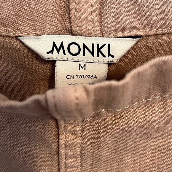 Monki Nobu Cotton Dungaree Romper In Beige - Picture 7 of 14